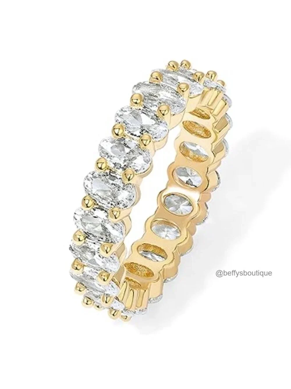 14K Yellow Gold Plated Oval Cubic Zirconia Love Ring